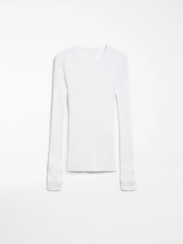 Woman Stretch Viscose Crewneck Sweater White Maxmara Knitwear And Sweatshirts Woman Stretch Viscose Crewneck Sweater White Maxmara Knitwear And Sweatshirts