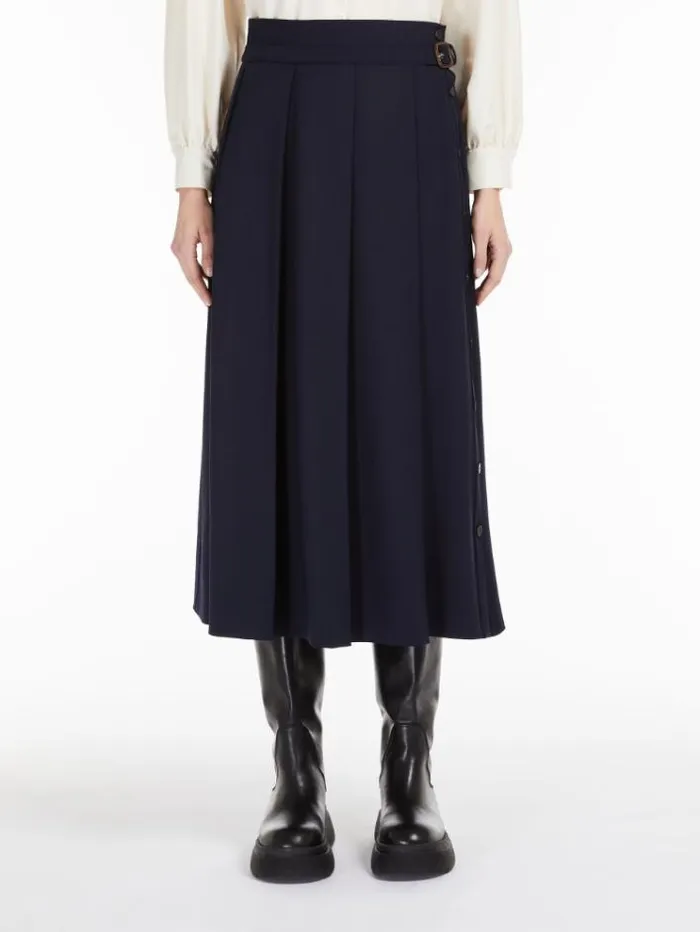 Woman Technical Wool Gabardine Skirt Ultramarine Maxmara Skirts