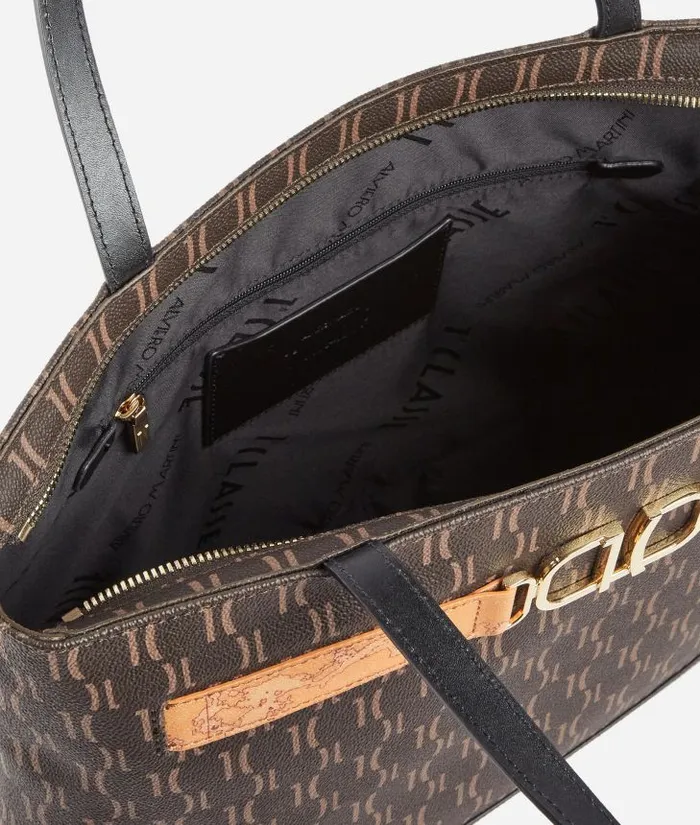 Woman Totes Alviero Martini 3d Monogram Shopper Bag Black