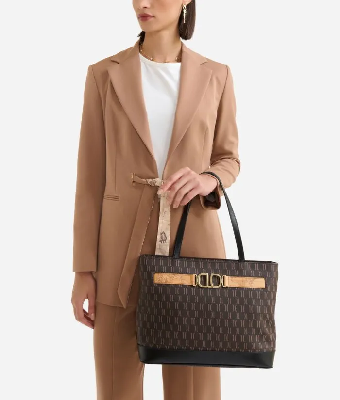 Woman Totes Alviero Martini 3d Monogram Shopper Bag Black