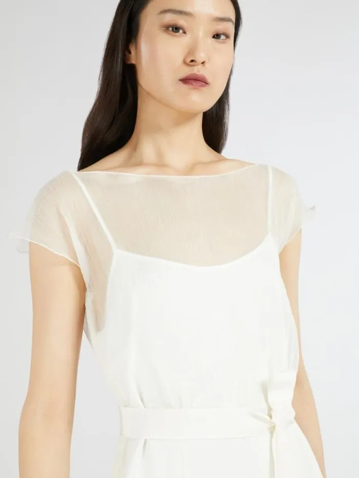 Woman Unstructured Crepon Dress White Maxmara Bridal Clothing Woman Unstructured Crepon Dress White Maxmara Bridal Clothing