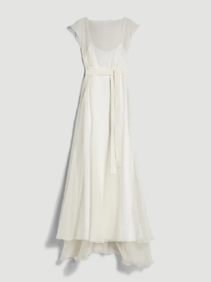 Woman Unstructured Crepon Dress White Maxmara Bridal Clothing Woman Unstructured Crepon Dress White Maxmara Bridal Clothing
