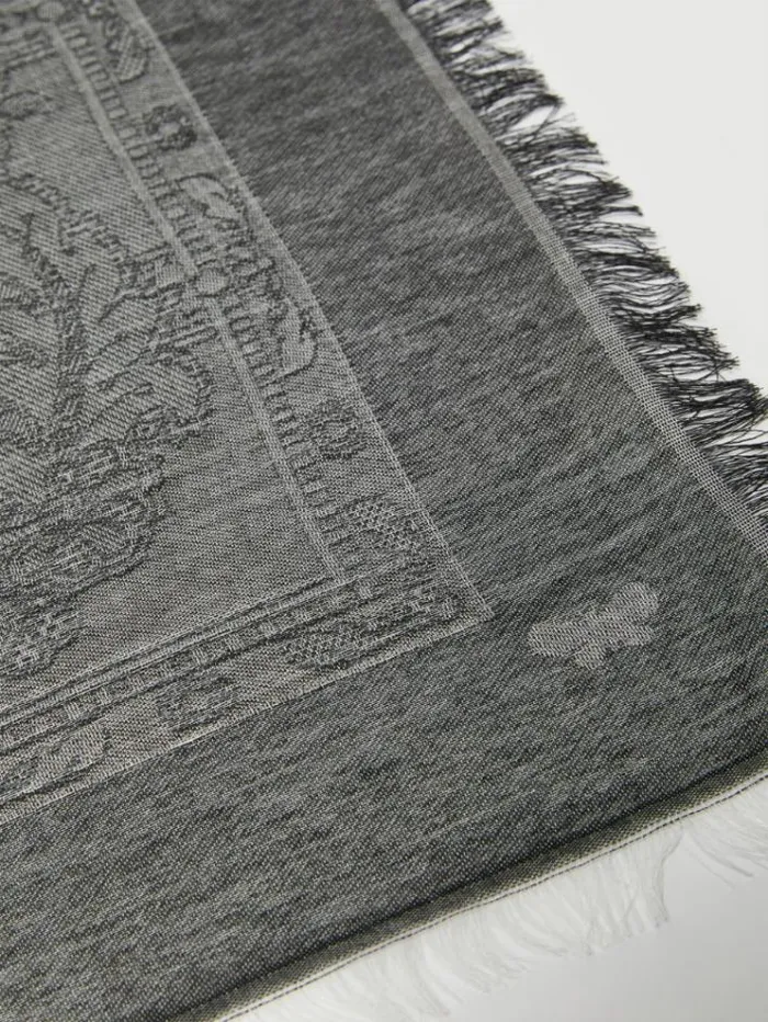 Woman Viscose And Modal Shawl White Black Maxmara Scarves And Foulards