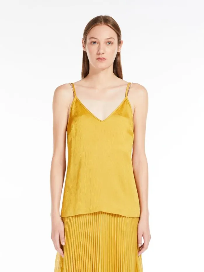 Woman Viscose Crepon Top Ochre Maxmara Shirts And Tops