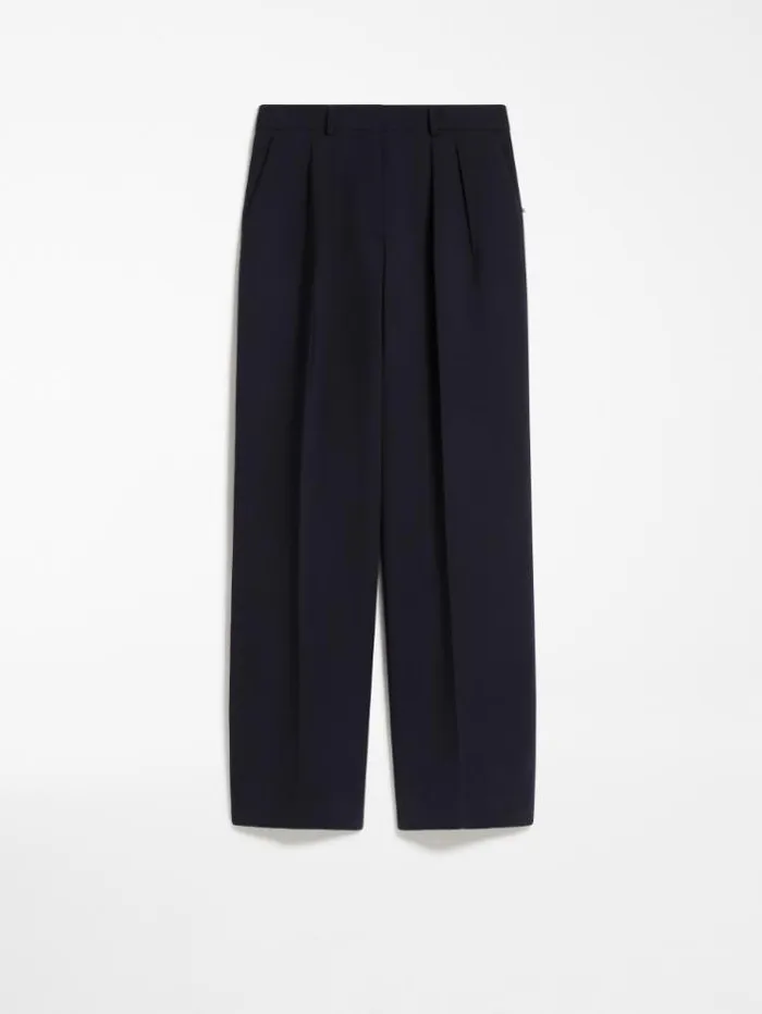 Woman Widefit Stretch Wool Trousers Midnightblue Maxmara Trousers Woman Widefit Stretch Wool Trousers Midnightblue Maxmara Trousers