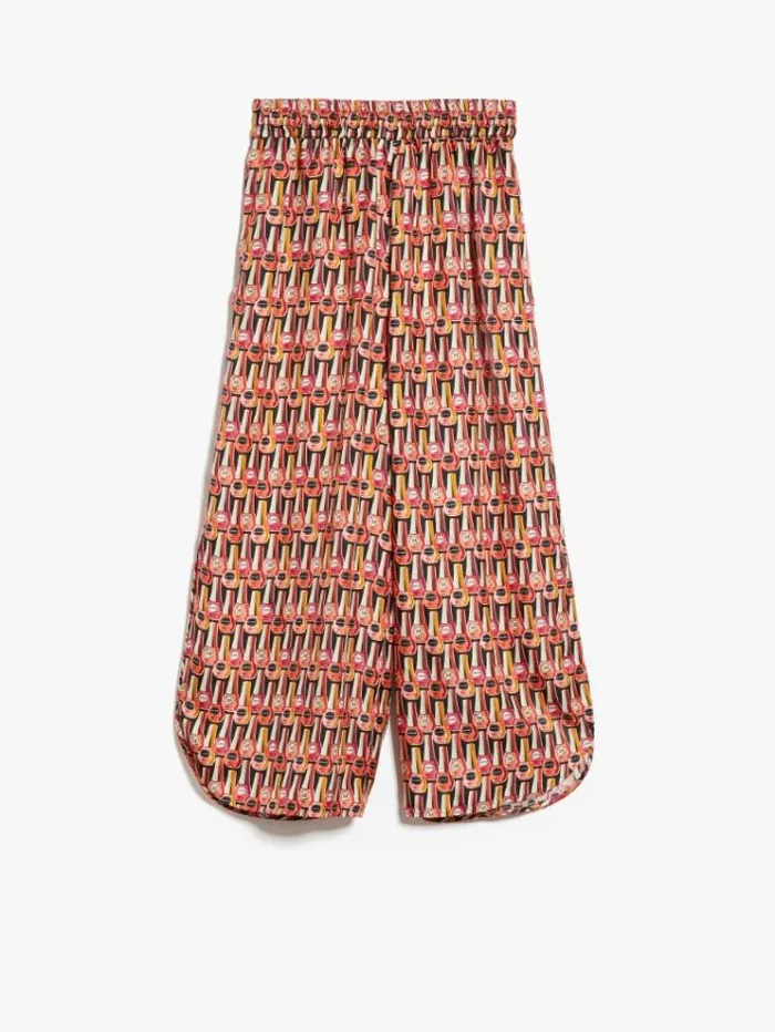 Woman Wide Silk Trousers Salmon Maxmara Trousers Woman Wide Silk Trousers Salmon Maxmara Trousers