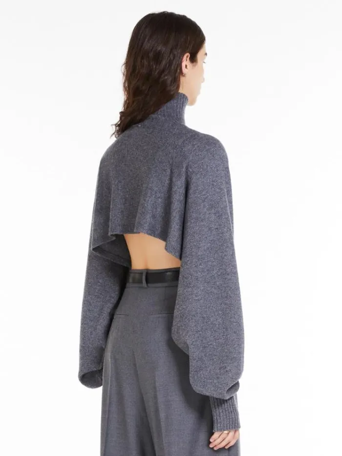 Woman Wool And Cashmere Cape Medium Grey Maxmara Knitwear And Sweatshirts Woman Wool And Cashmere Cape Medium Grey Maxmara Knitwear And Sweatshirts