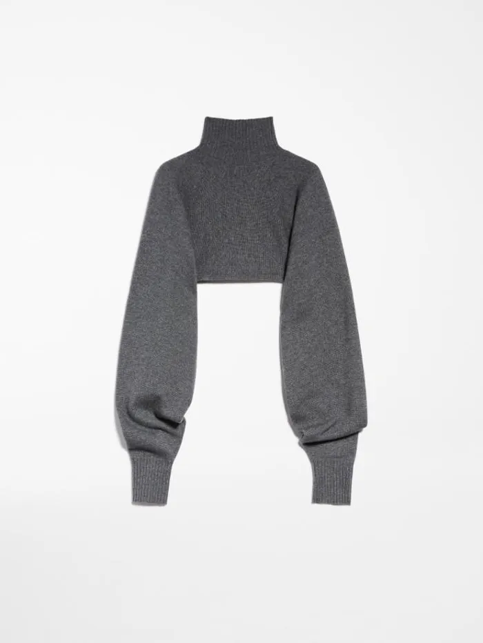 Woman Wool And Cashmere Cape Medium Grey Maxmara Knitwear And Sweatshirts Woman Wool And Cashmere Cape Medium Grey Maxmara Knitwear And Sweatshirts