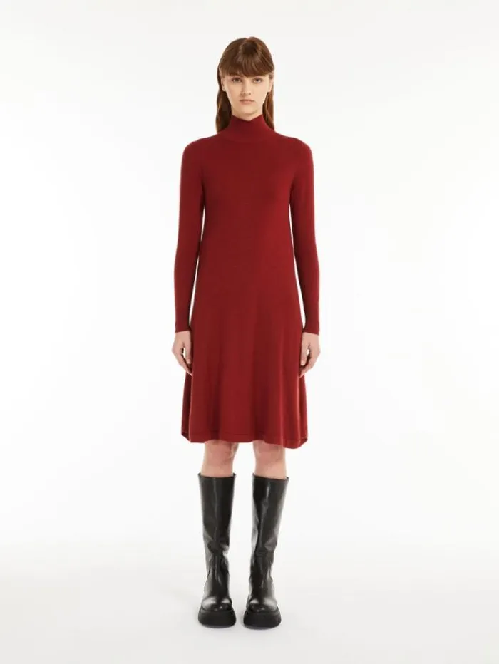 Woman Wool And Silk Yarn Dress Bordeaux Maxmara Dresses