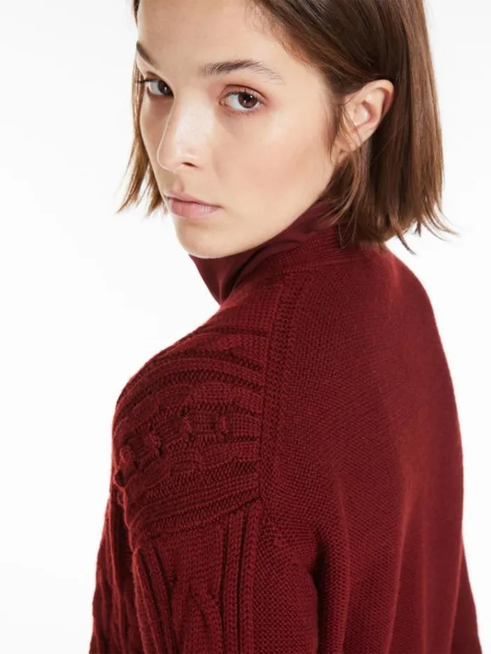 Woman Wool Yarn Cardigan Brick Red Maxmara Knitwear And Sweatshirts Woman Wool Yarn Cardigan Brick Red Maxmara Knitwear And Sweatshirts