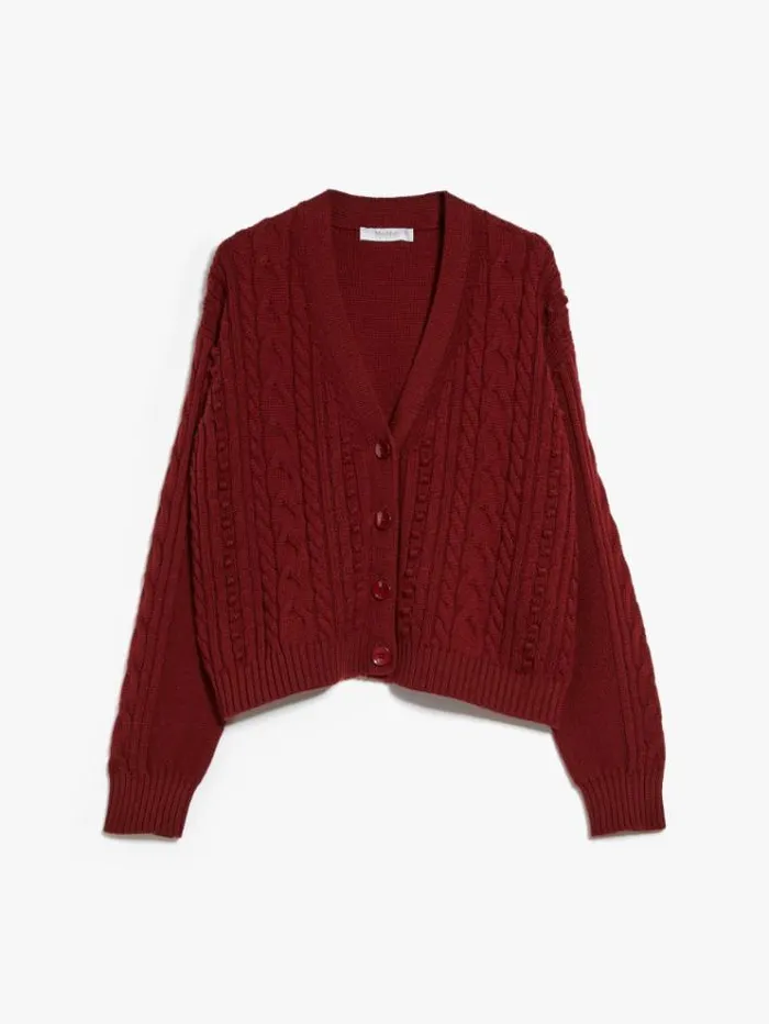 Woman Wool Yarn Cardigan Brick Red Maxmara Knitwear And Sweatshirts Woman Wool Yarn Cardigan Brick Red Maxmara Knitwear And Sweatshirts