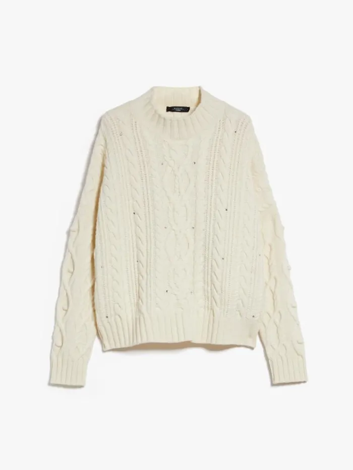 Woman Wool Yarn Sweater Ivory Maxmara Knitwear And Sweatshirts Woman Wool Yarn Sweater Ivory Maxmara Knitwear And Sweatshirts