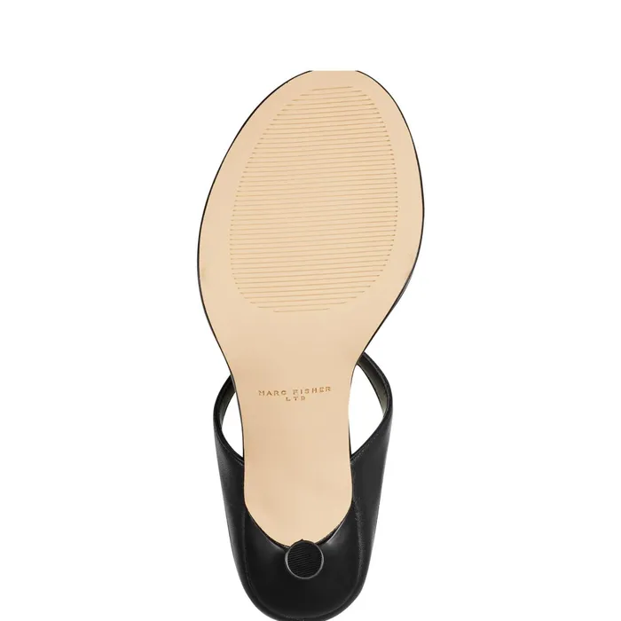 Women Alonde Heeled Slide Sandal Black Leather Marc Fisher Mules and Slides