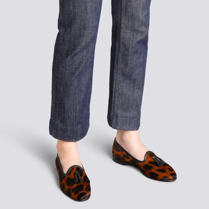 Women AnimalPrint Cavallino Andrea Tassel Loafer Santoni Loafers