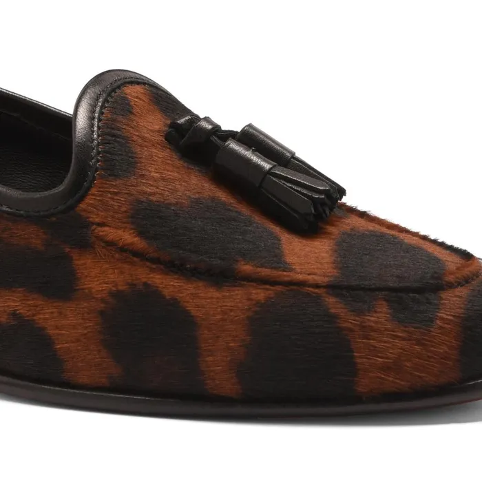 Women AnimalPrint Cavallino Andrea Tassel Loafer Santoni Loafers