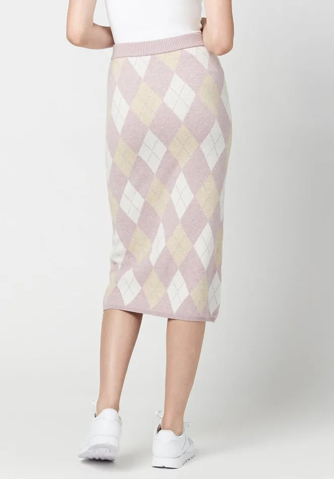 Women Argyle Beckett Sweater Skirt Barely Pink Buffalo David Bitton Dresses and Jumpsuits