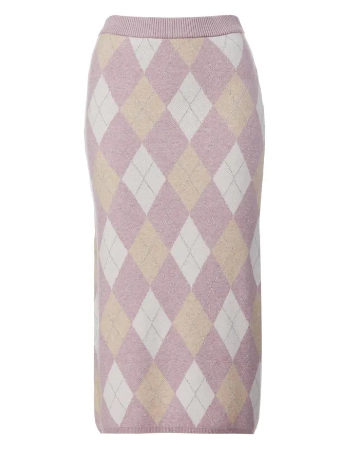 Women Argyle Beckett Sweater Skirt Barely Pink Buffalo David Bitton Dresses and Jumpsuits