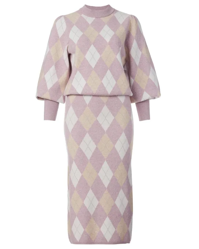 Women Argyle Beckett Sweater Skirt Barely Pink Buffalo David Bitton Dresses and Jumpsuits