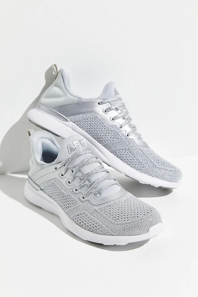Women Athletic Shoes Free People Apl Techloom Metallic Trainers Metallic Silver White