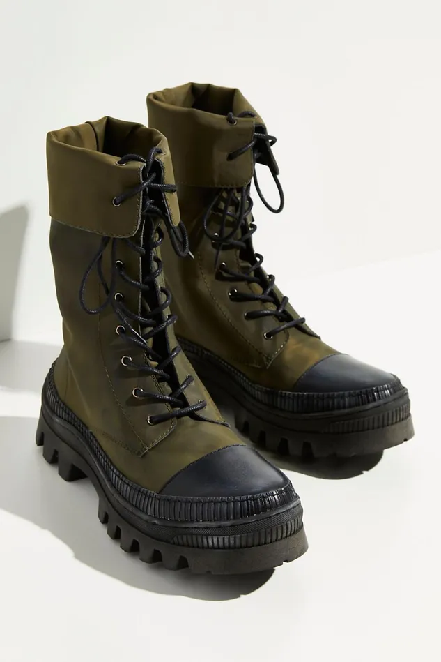 Women Athletic Shoes Free People Goldie Lug Sole LaceUp Boots Khaki Black