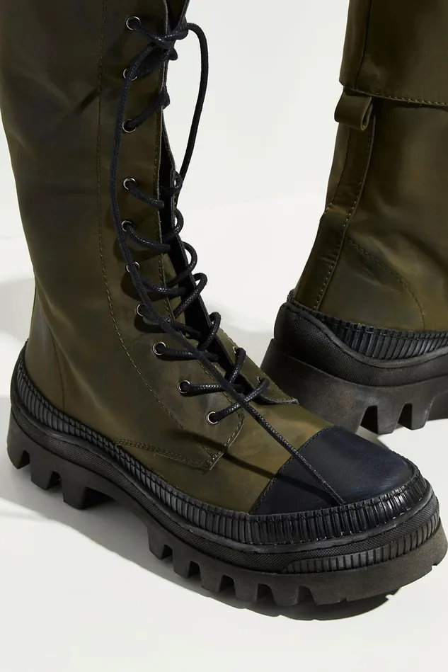 Women Athletic Shoes Free People Goldie Lug Sole LaceUp Boots Khaki Black