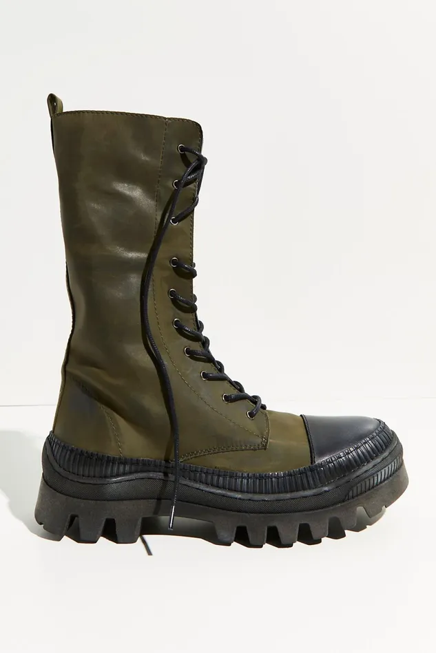 Women Athletic Shoes Free People Goldie Lug Sole LaceUp Boots Khaki Black