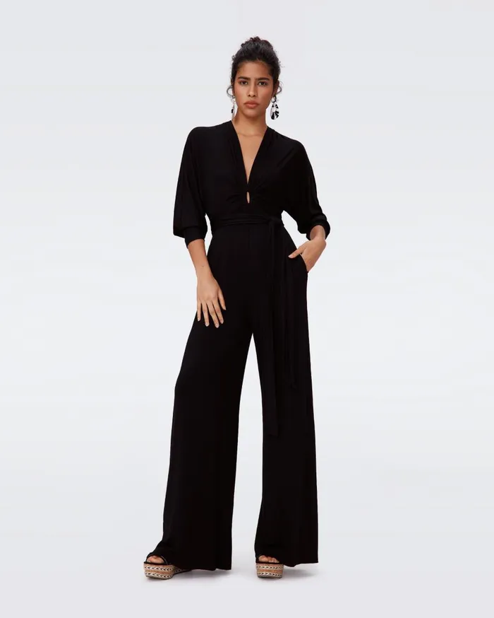 Women Aurelia Jumpsuit Black DVF Jumpsuits and Rompers