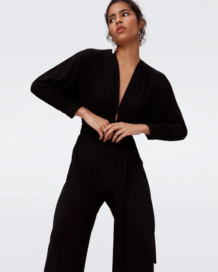 Women Aurelia Jumpsuit Black DVF Jumpsuits and Rompers