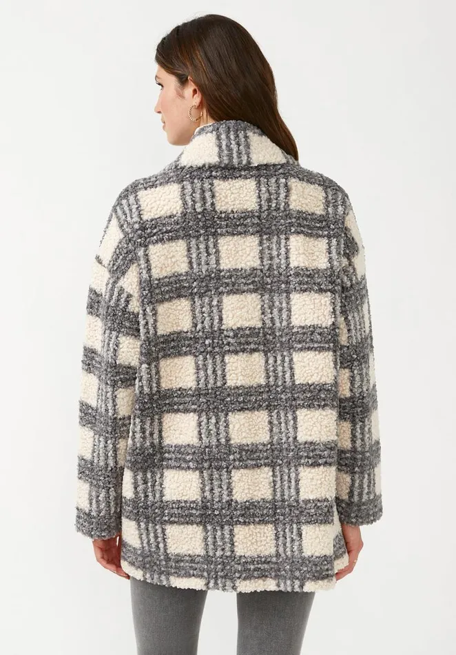 Women Aurelie Blue Cream Plaid Women039s Oversized Car Coat Bluecream Plaid Buffalo David Bitton Jackets