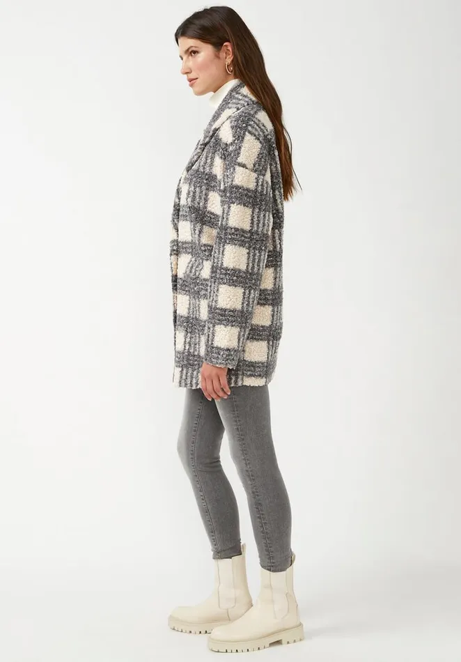 Women Aurelie Blue Cream Plaid Women039s Oversized Car Coat Bluecream Plaid Buffalo David Bitton Jackets