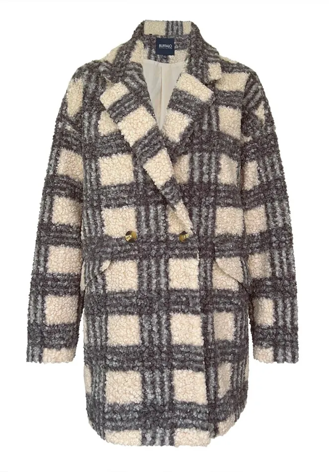 Women Aurelie Blue Cream Plaid Women039s Oversized Car Coat Bluecream Plaid Buffalo David Bitton Jackets