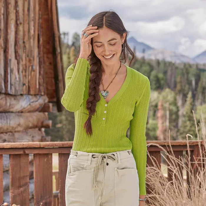 Women Averie Rib Henley Pear Sundance Catalog Sweaters Women Averie Rib Henley Pear Sundance Catalog Sweaters