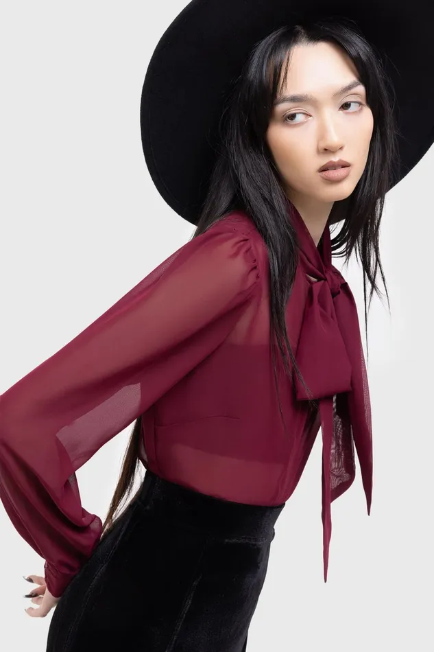 Women Basics Killstar Crimson Oracle Blouse