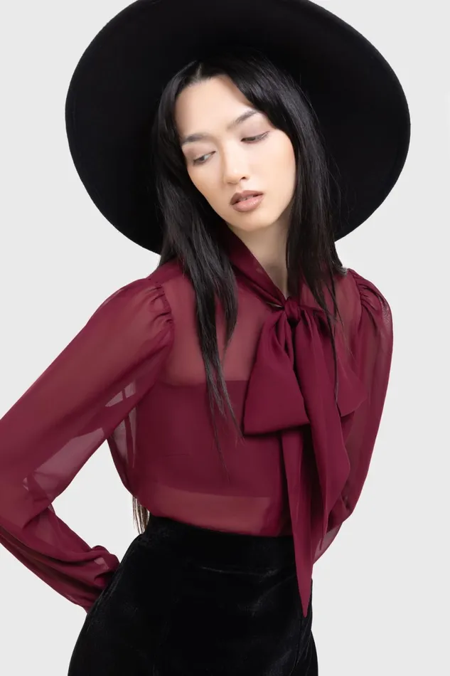 Women Basics Killstar Crimson Oracle Blouse