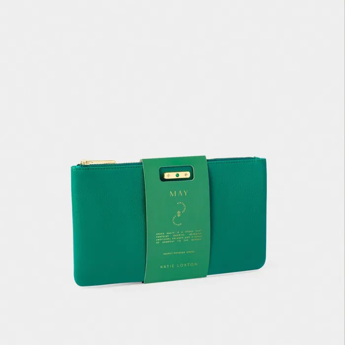 Women Birthstone Collection Katie Loxton May Birthstone Pouch In Deep Green