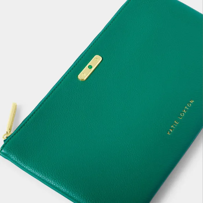 Women Birthstone Collection Katie Loxton May Birthstone Pouch In Deep Green