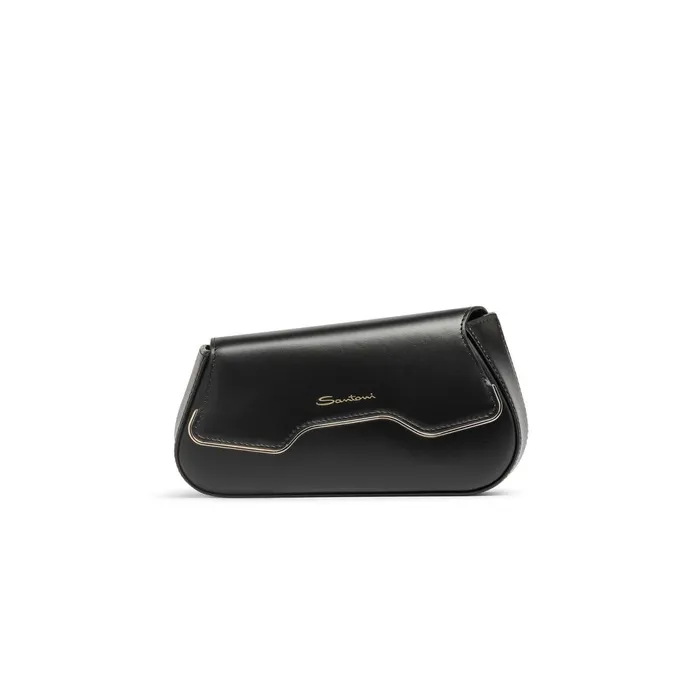 Women Black Leather The Pluto Crossbody Bag Santoni Bags