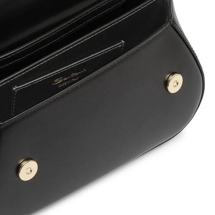 Women Black Leather The Pluto Crossbody Bag Santoni Bags