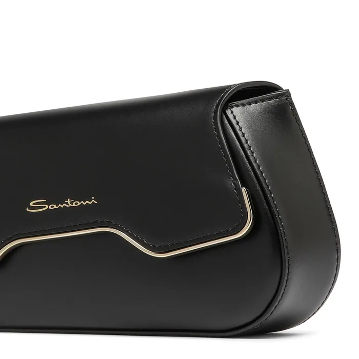 Women Black Leather The Pluto Crossbody Bag Santoni Bags