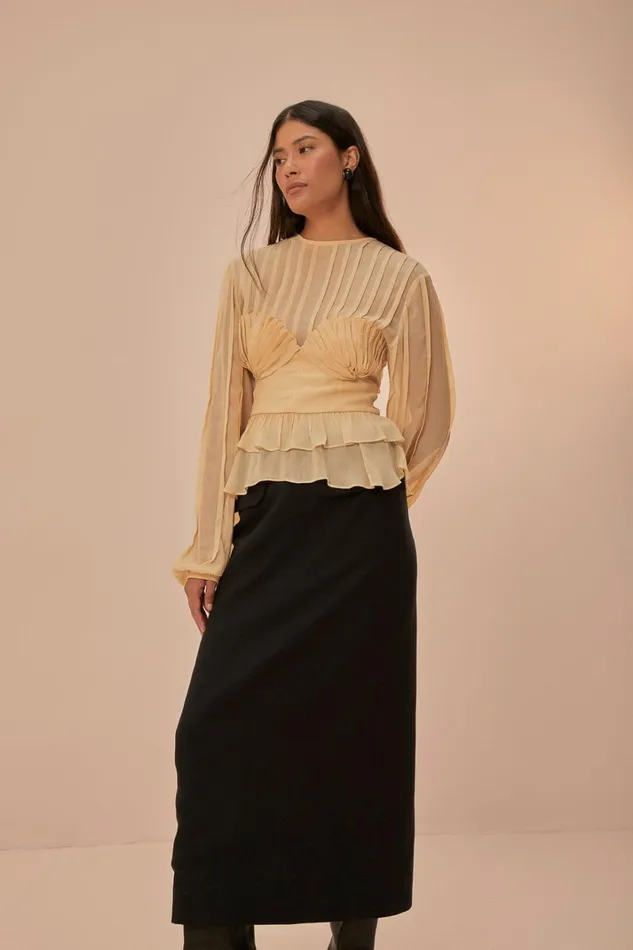 Women Black Midi Skirt Black FARM Rio Skirts