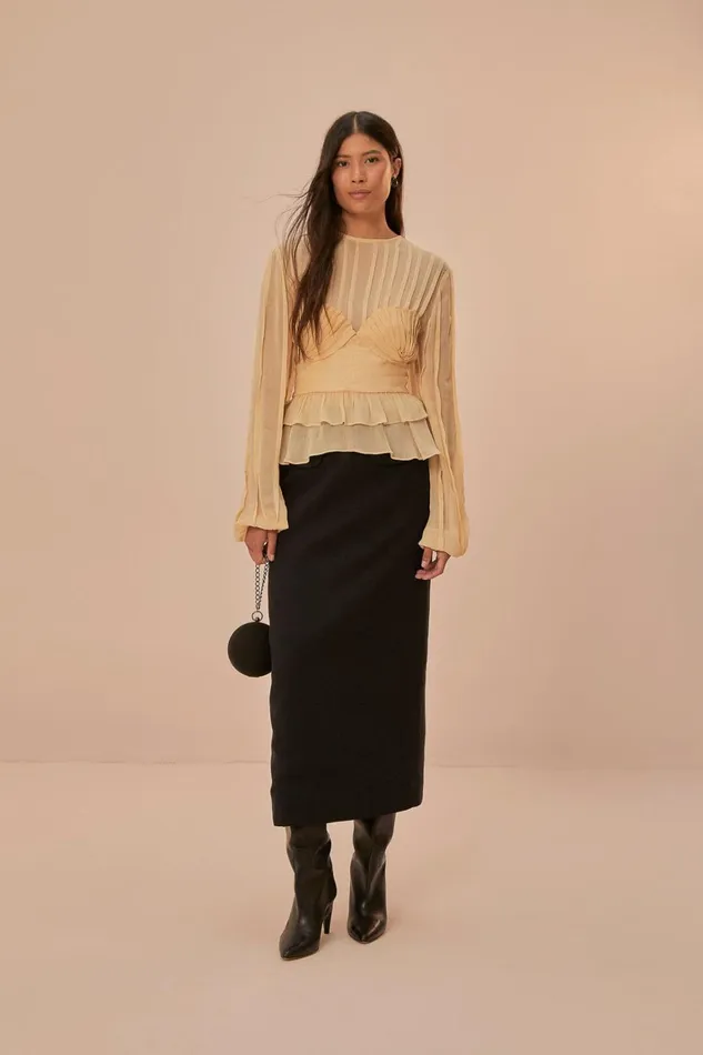 Women Black Midi Skirt Black FARM Rio Skirts
