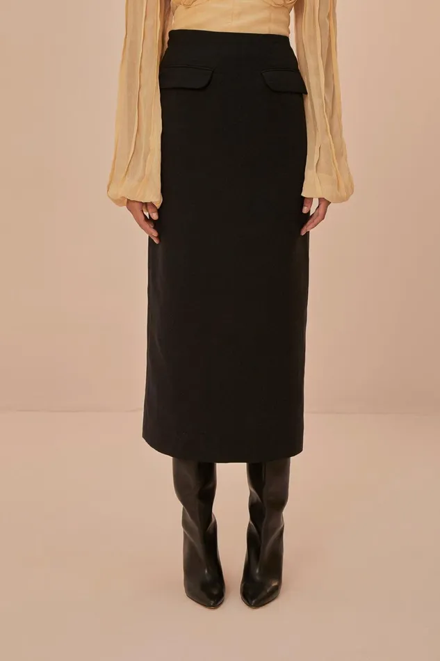 Women Black Midi Skirt Black FARM Rio Skirts