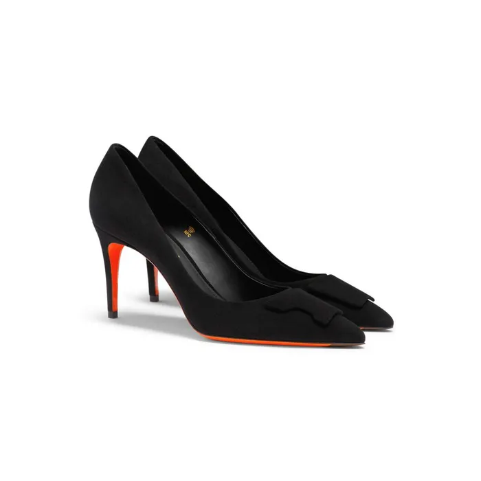 Women Black Suede HighHeel Sibille Pump Santoni Pumps and Heels