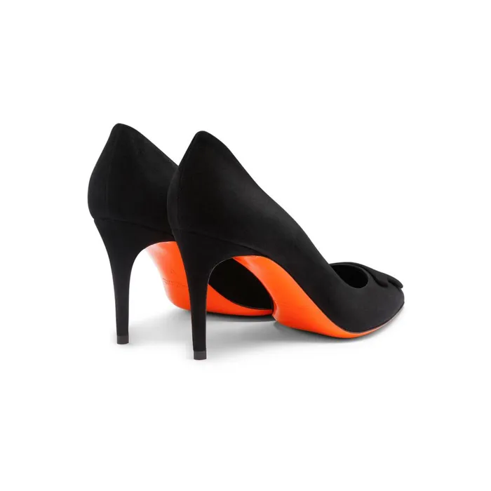 Women Black Suede HighHeel Sibille Pump Santoni Pumps and Heels