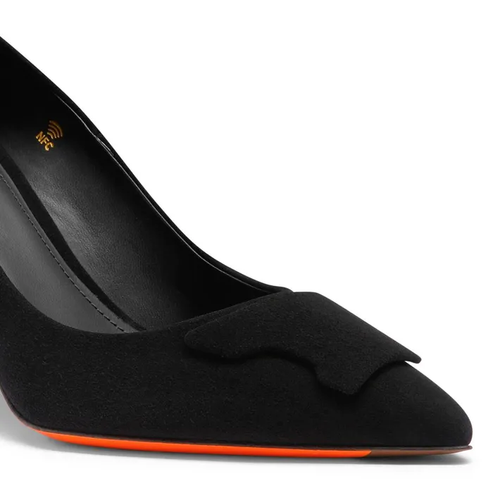 Women Black Suede HighHeel Sibille Pump Santoni Pumps and Heels