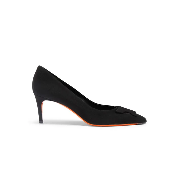 Women Black Suede MidHeel Sibille Pump Santoni Pumps and Heels