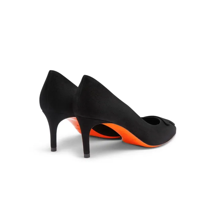 Women Black Suede MidHeel Sibille Pump Santoni Pumps and Heels