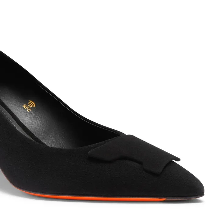 Women Black Suede MidHeel Sibille Pump Santoni Pumps and Heels