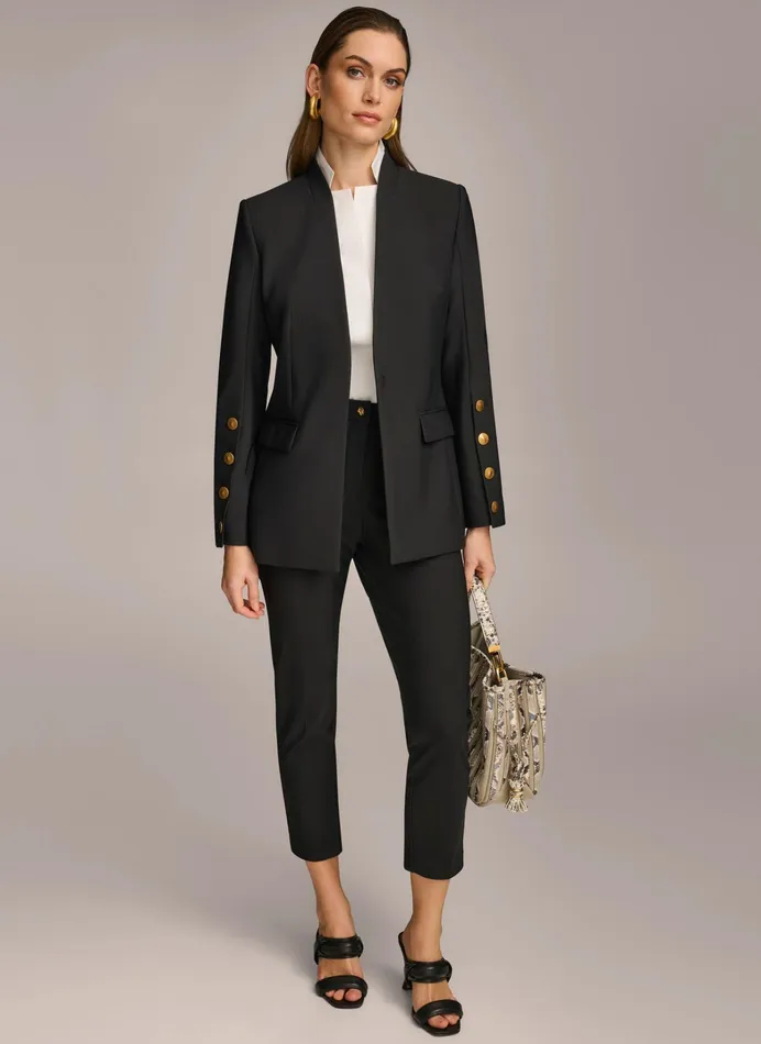 Women Blazers Donna Karan JACKET WITH BUTTON DETAILS ON SLEEVE Black