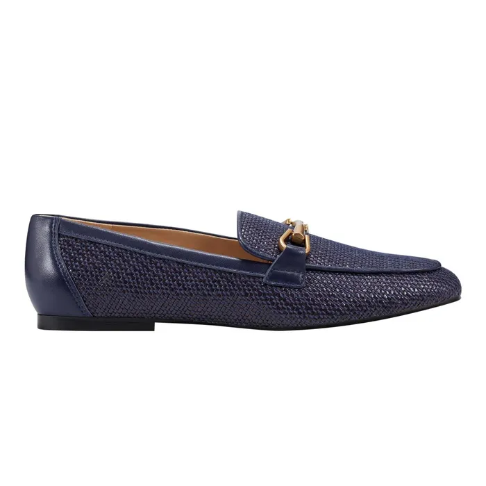 Women Bleek Loafer Navy Raffia Marc Fisher Loafers and Flats